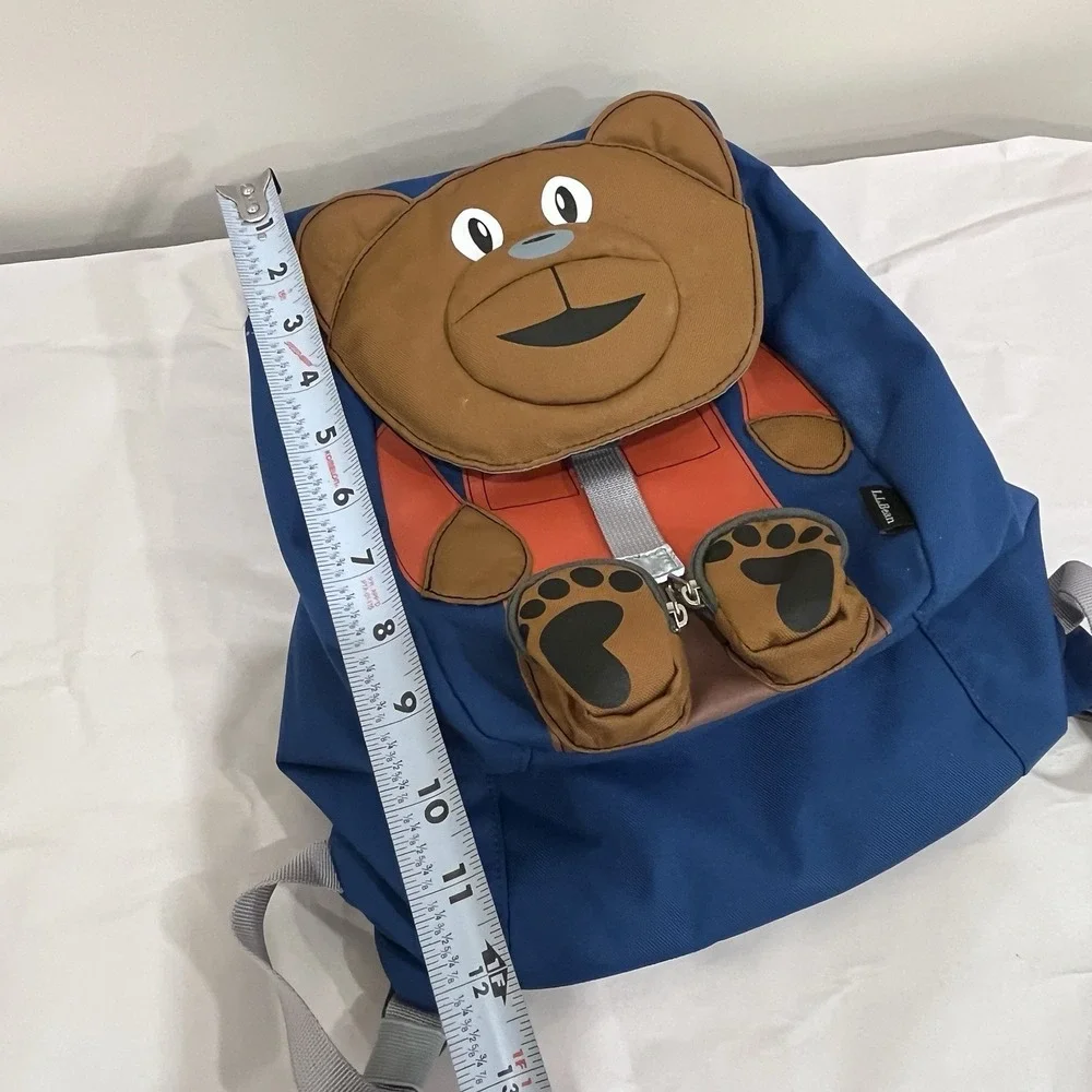 LL BEAN Kids Teddy Bear Backpack Blue Daycare Pre-K‎ Camp Toddler Boy Girl, EUC